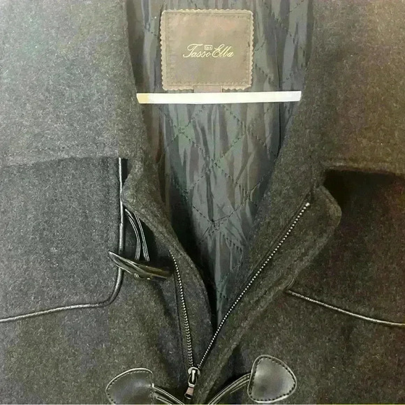 Tasso Elba Trench Coat Men’s Medium Black Wool Blend Duffle Parka Jacket Lined - Picture 12 of 12